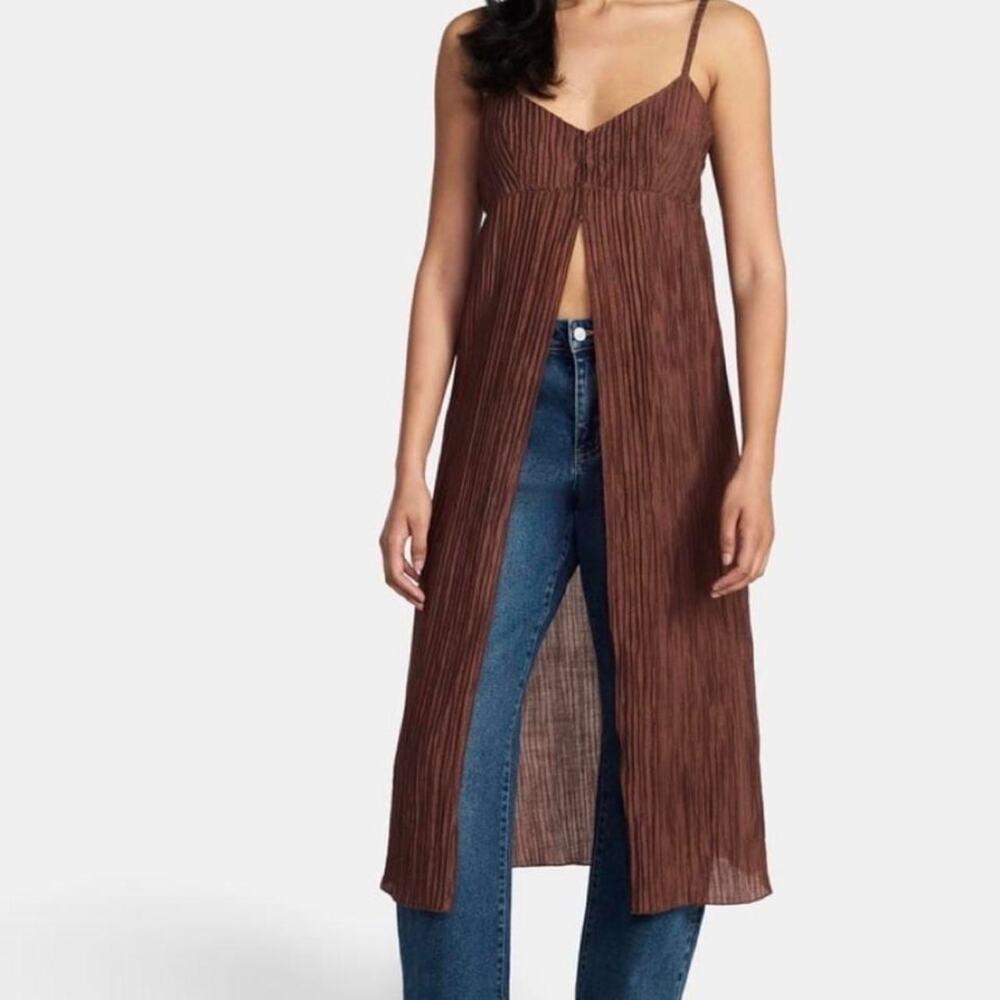 NWT Madden NYC Women's Flyaway Maxi Tank Top, Brown Medium Festival